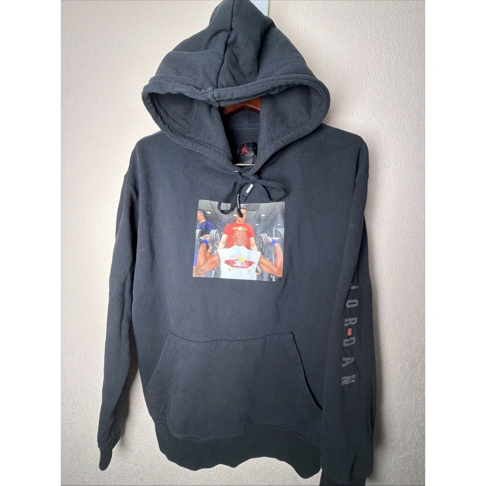 Jordan X Undefeated Black Weights Hoodie Long Sleeve Mens L DX6318-010 Cotton